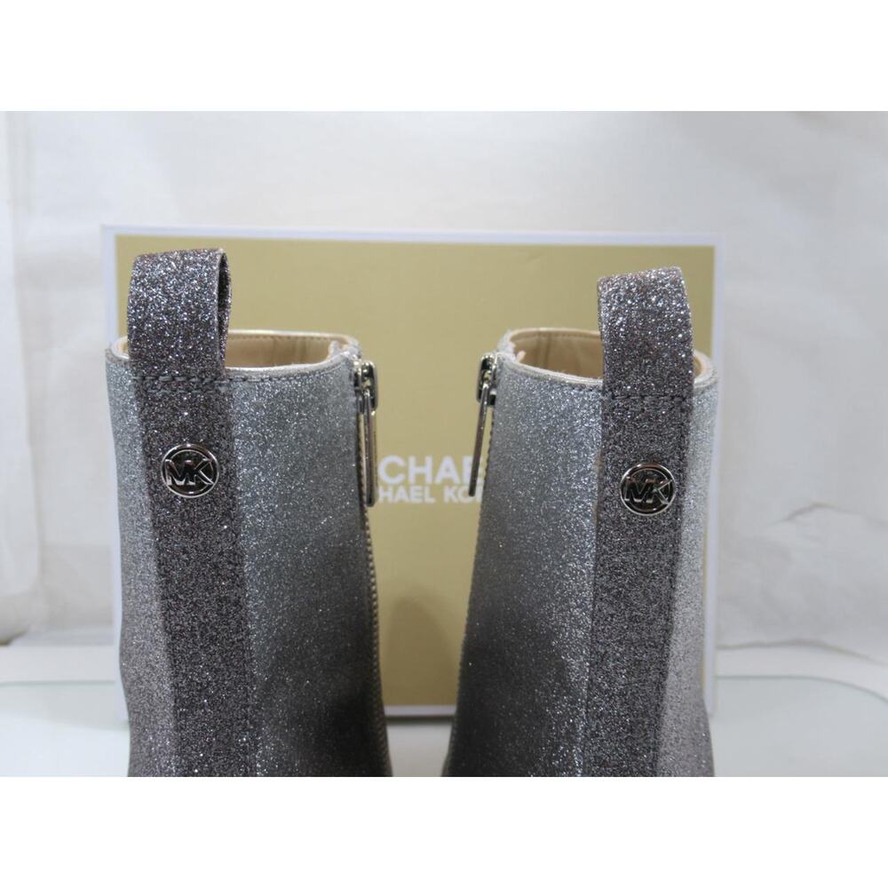 Michael Kors Harlow Bootie Glitter Embellished Boots Silver / Black Size 8 - Picture 6 of 9